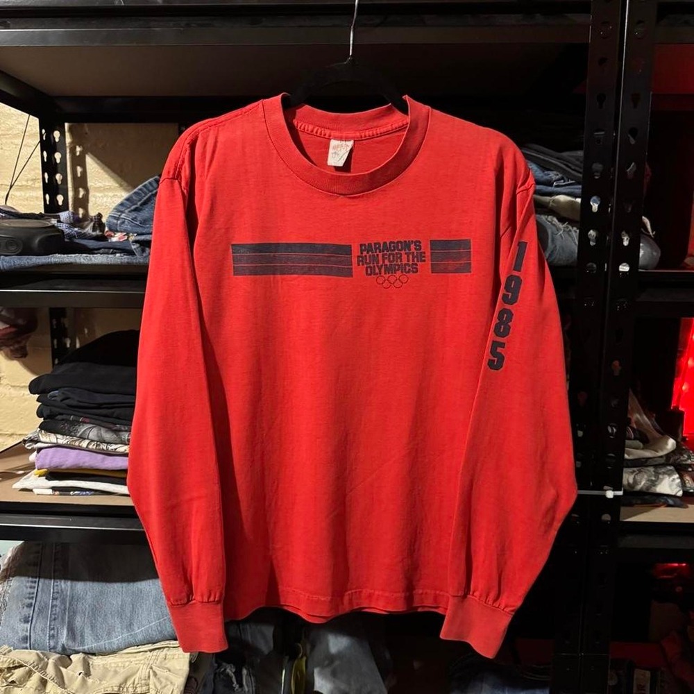 VINTAGE 85' Paragons Run for the Olympics Graphic Long Sleeve - Large